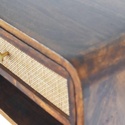 Chestnut Wall Mounted Open Woven Bedside Table | Nightstand