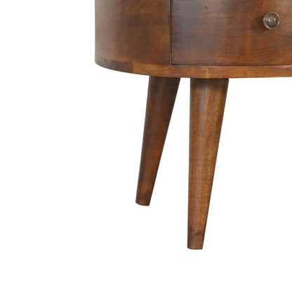Chestnut Wave Coffee Table Solid Mango Wood Drawer Open Shelf Nordic
