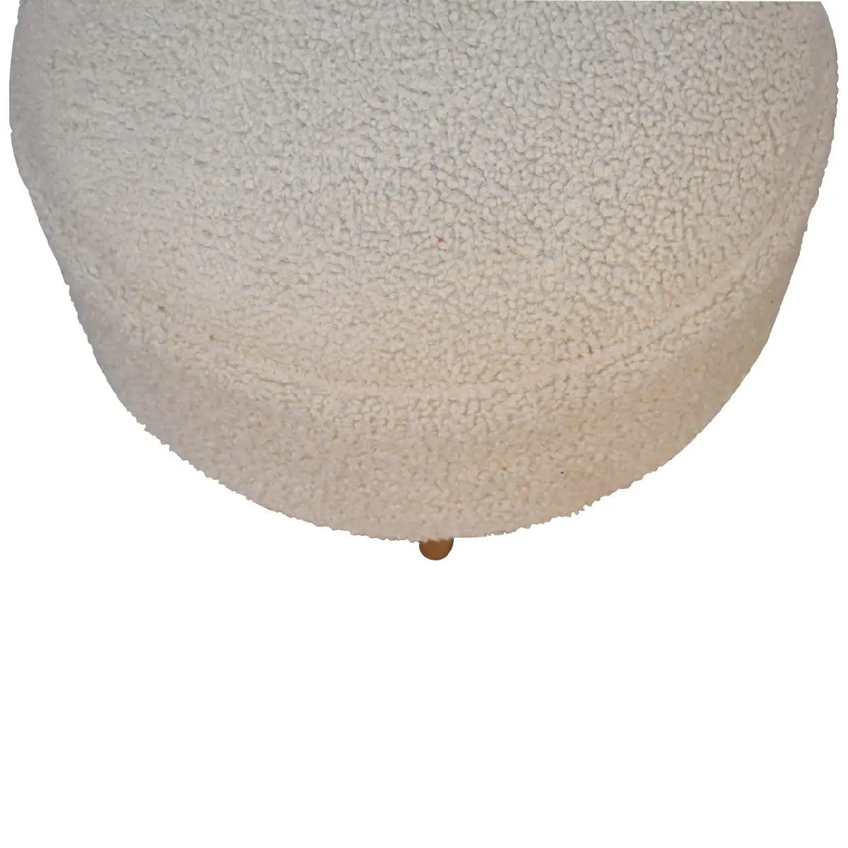 Cream Boucle Rounded Footstool | Ottoman