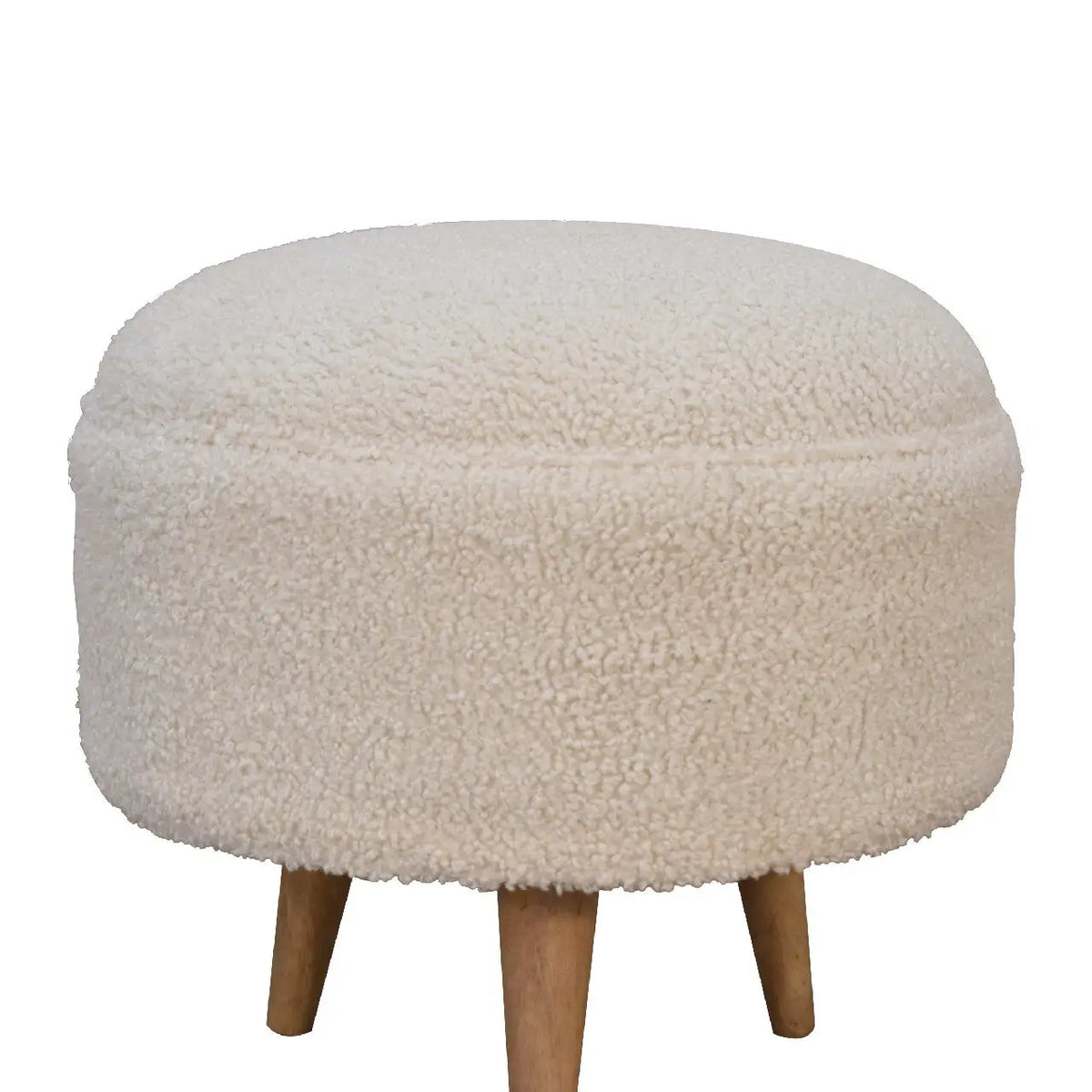 Cream Boucle Rounded Footstool | Ottoman