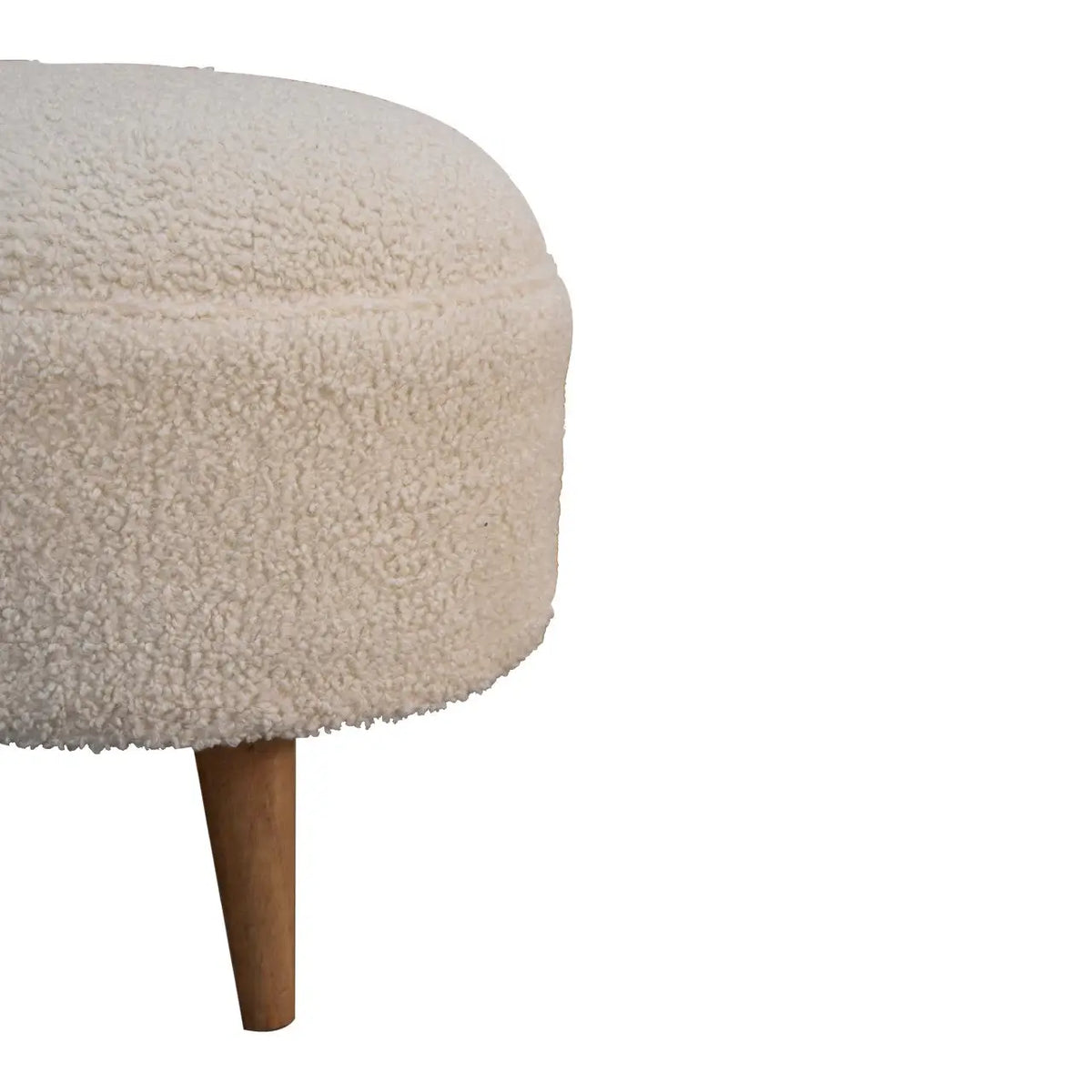 Cream Boucle Rounded Footstool | Ottoman