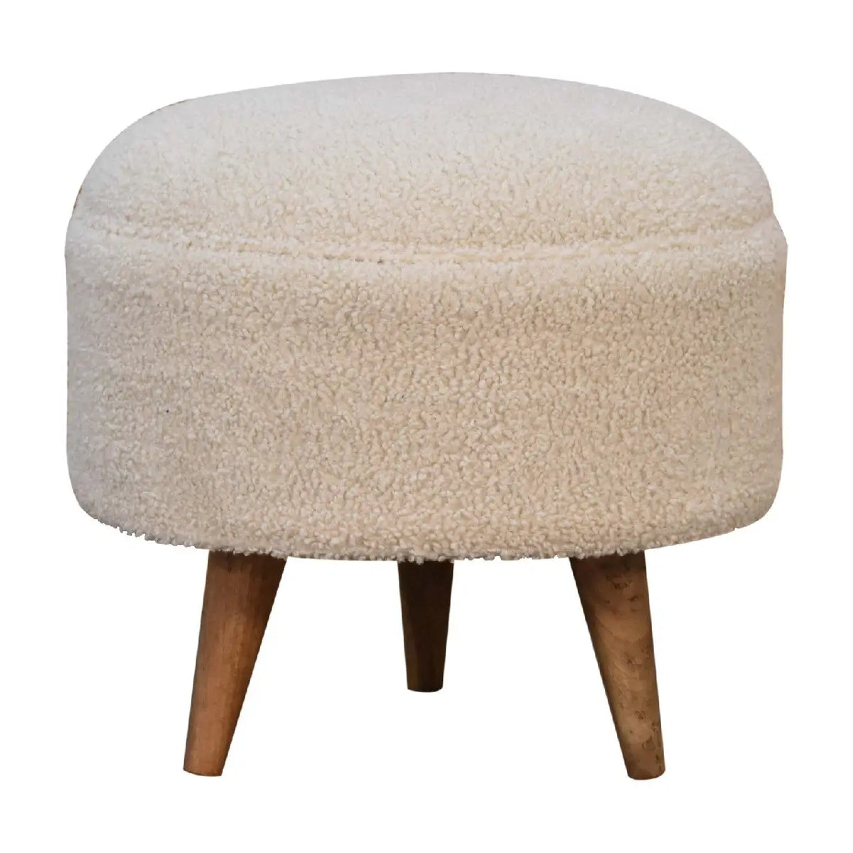 Cream Boucle Rounded Footstool | Ottoman