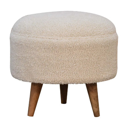 Cream Boucle Rounded Footstool | Ottoman