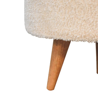 Cream Boucle Rounded Footstool | Ottoman