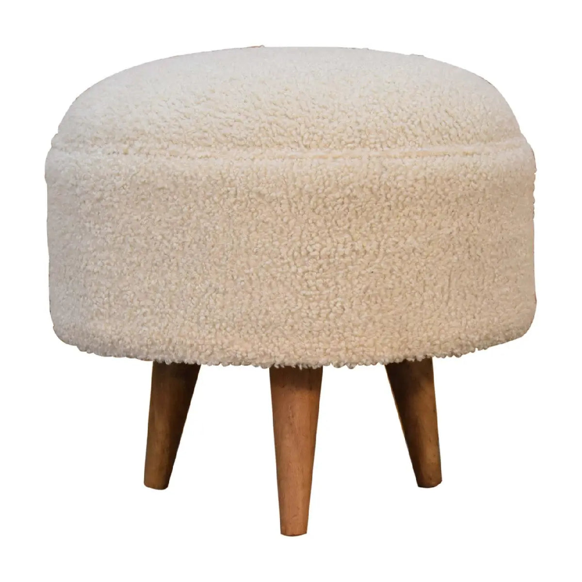 Cream Boucle Rounded Footstool | Ottoman