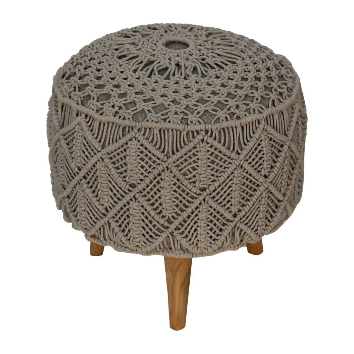 Crotchet Grey Footstool | Ottoman