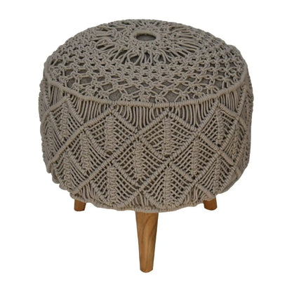 Crotchet Grey Footstool | Ottoman