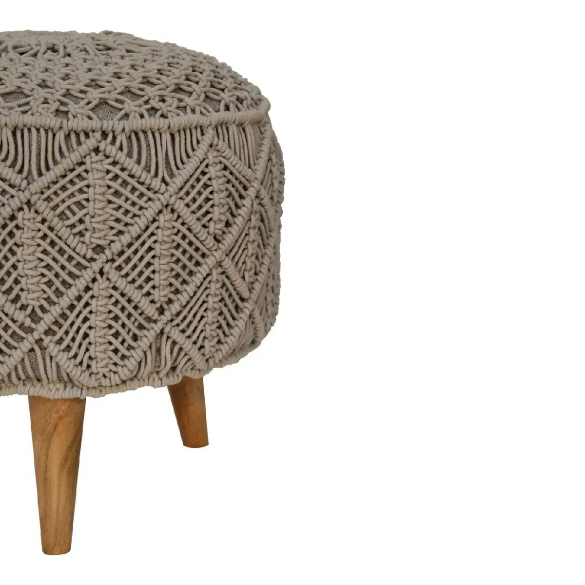 Crotchet Grey Footstool | Ottoman