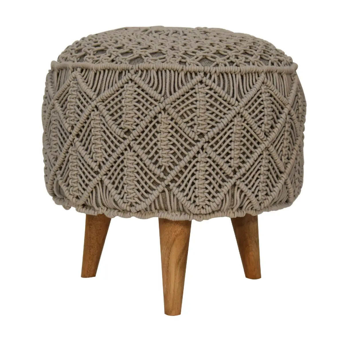 Crotchet Grey Footstool | Ottoman