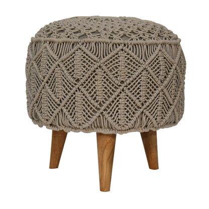 Crotchet Grey Footstool | Ottoman