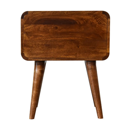 Curved Chestnut Bedside Table | Nightstand