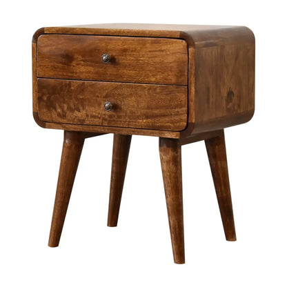 Curved Chestnut Bedside Table | Nightstand