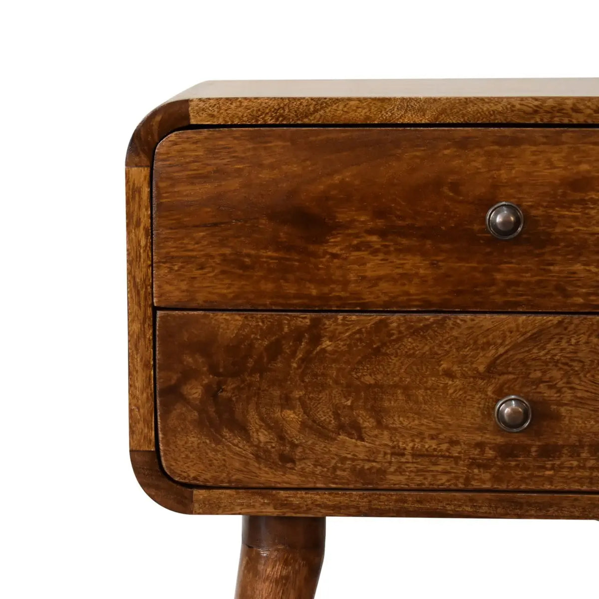 Curved Chestnut Bedside Table | Nightstand