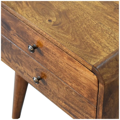 Curved Chestnut Bedside Table | Nightstand