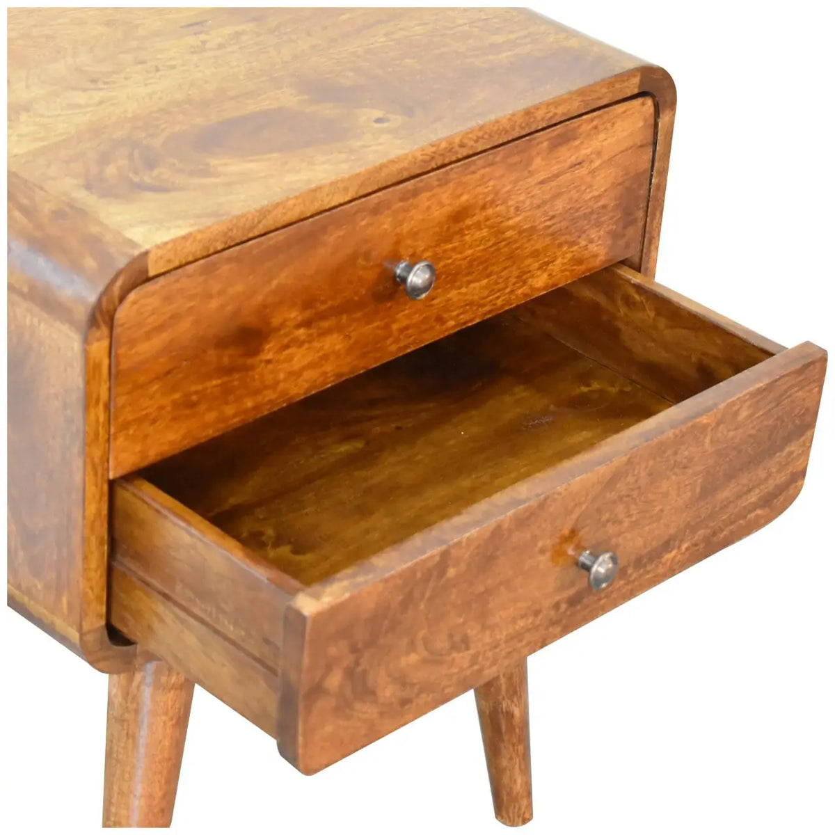 Curved Chestnut Bedside Table | Nightstand