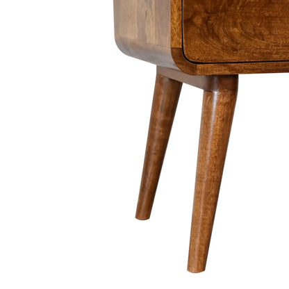 Curved Chestnut Bedside Table | Nightstand