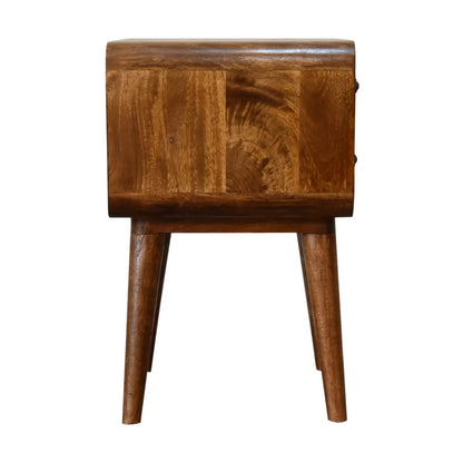 Curved Chestnut Bedside Table | Nightstand