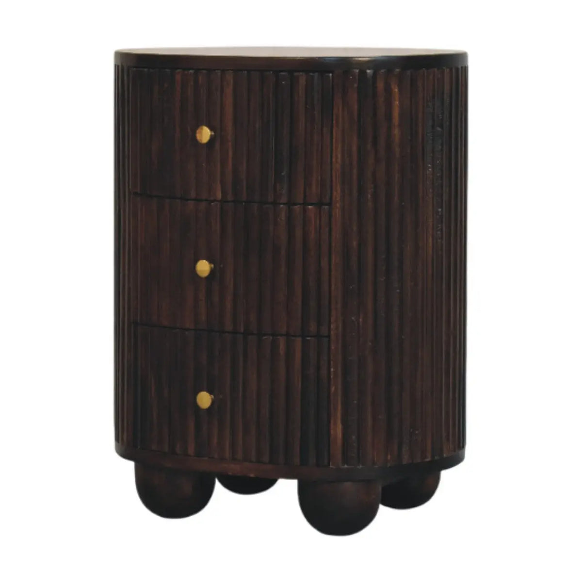 Curved Fluted 3-Drawer Bedside Table | Nightstand