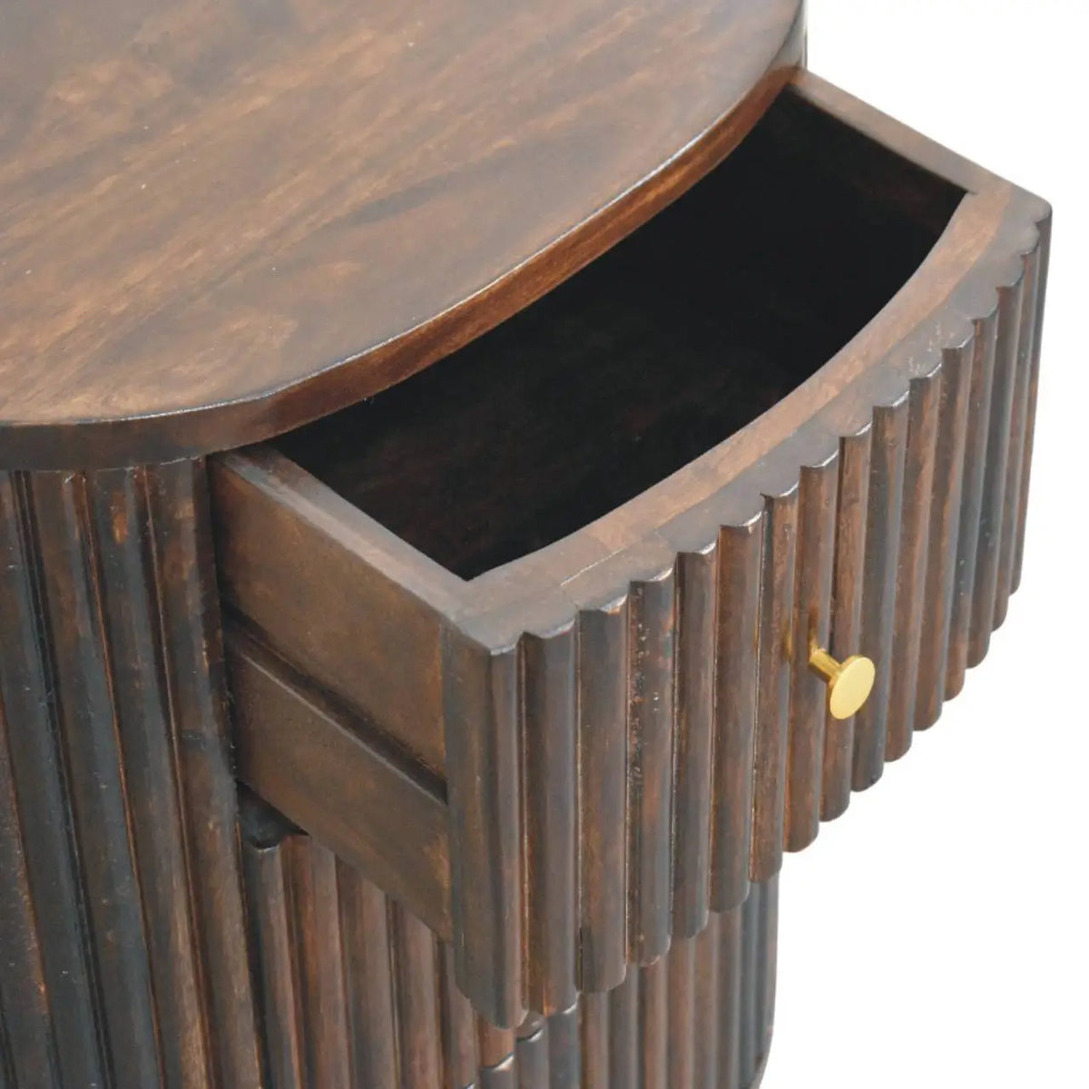 Curved Fluted 3-Drawer Bedside Table | Nightstand