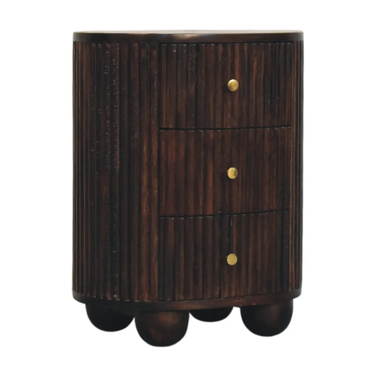 Curved Fluted 3-Drawer Bedside Table | Nightstand