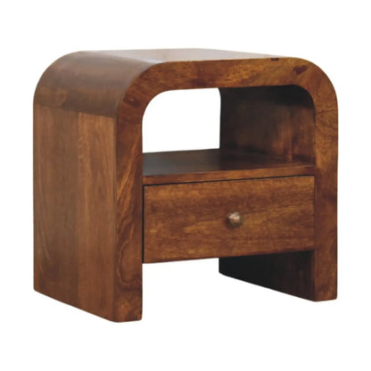 Darcy Chestnut Nightstand with Drawer and Open Shelf