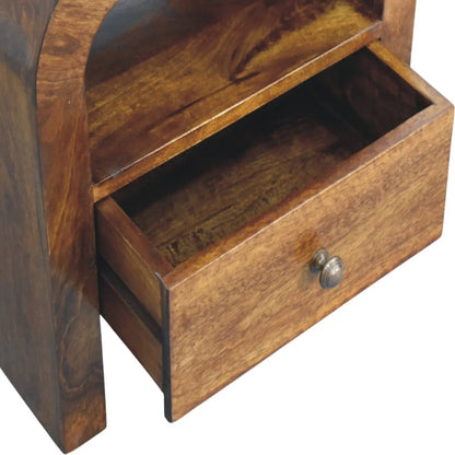 Darcy Chestnut Nightstand with Drawer and Open Shelf
