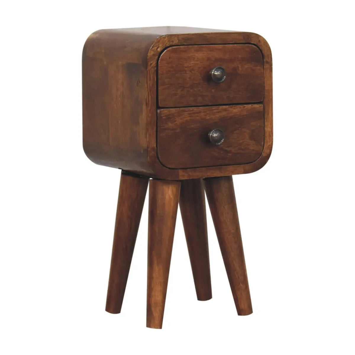 Extra Mini Curved Chestnut Bedside Table | Nightstand