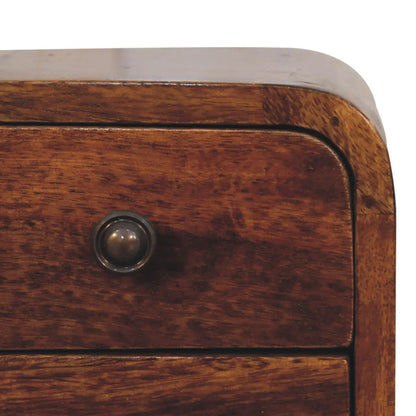 Extra Mini Curved Chestnut Bedside Table | Nightstand