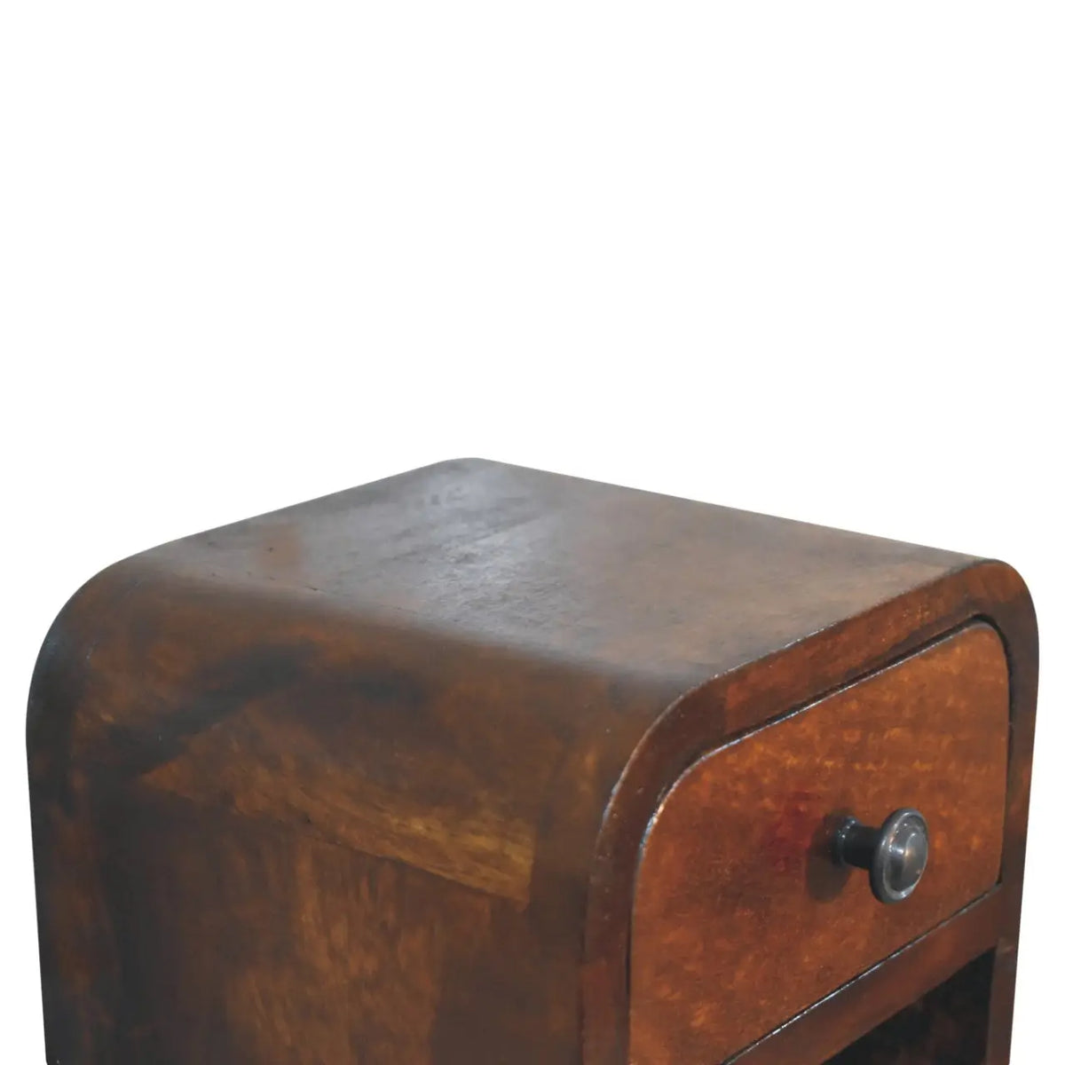 Extra Mini Curved Chestnut Bedside Table with Open Slot | Nightstand