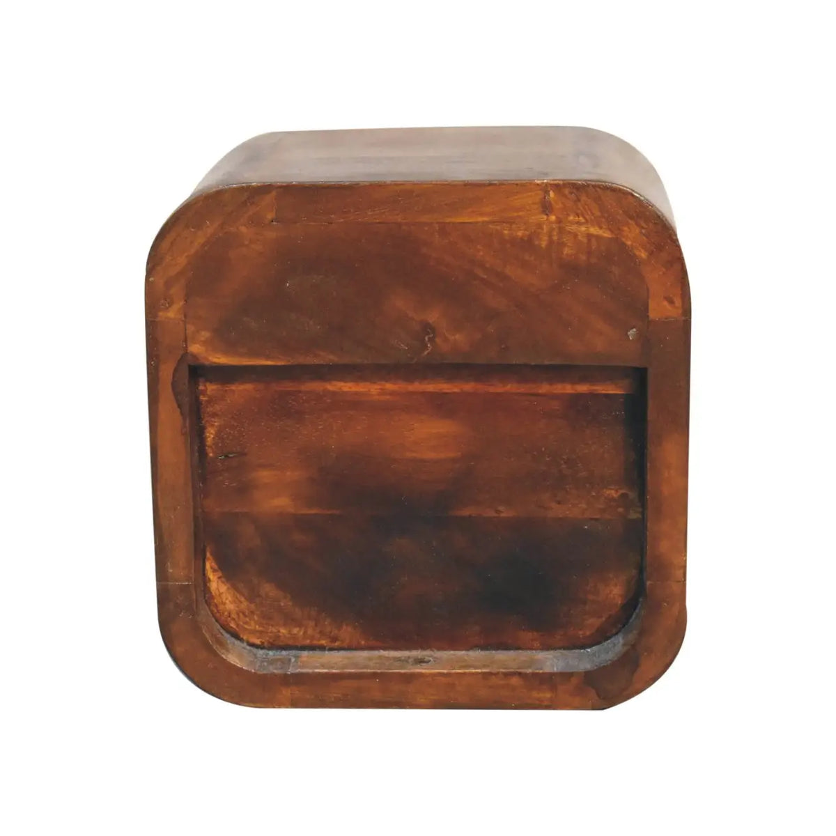 Extra Mini Curved Chestnut Bedside Table with Open Slot | Nightstand