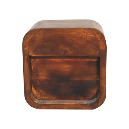Extra Mini Curved Chestnut Bedside Table with Open Slot | Nightstand