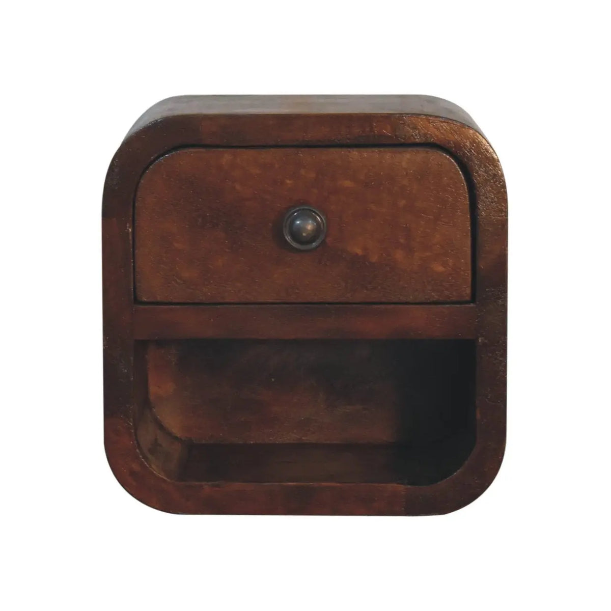 Extra Mini Curved Chestnut Bedside Table with Open Slot | Nightstand