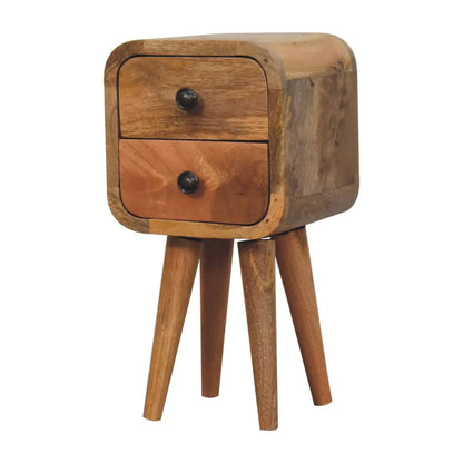 Extra Mini Curved Oak-ish Bedside Table | Nightstand