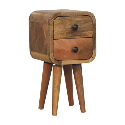 Extra Mini Curved Oak-ish Bedside Table | Nightstand