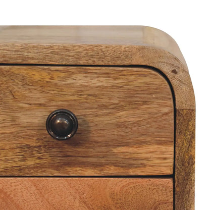 Extra Mini Curved Oak-ish Bedside Table | Nightstand