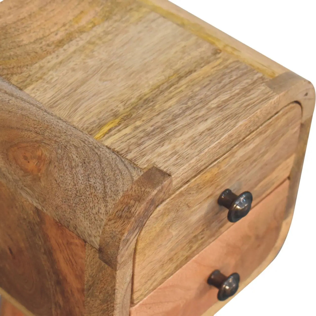 Extra Mini Curved Oak-ish Bedside Table | Nightstand