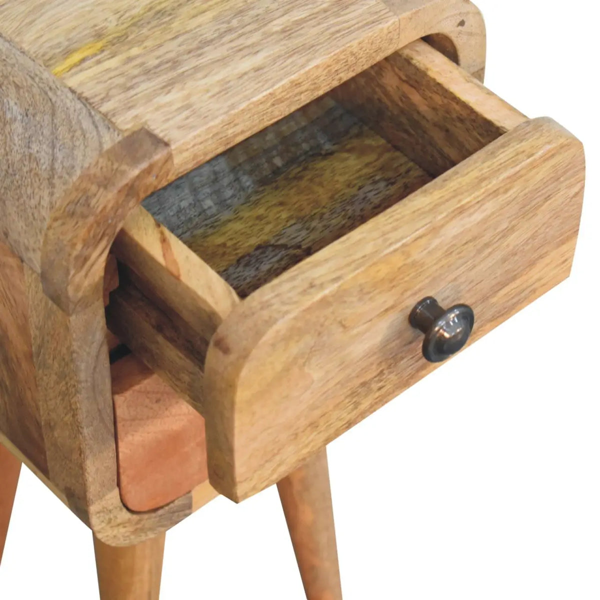 Extra Mini Curved Oak-ish Bedside Table | Nightstand