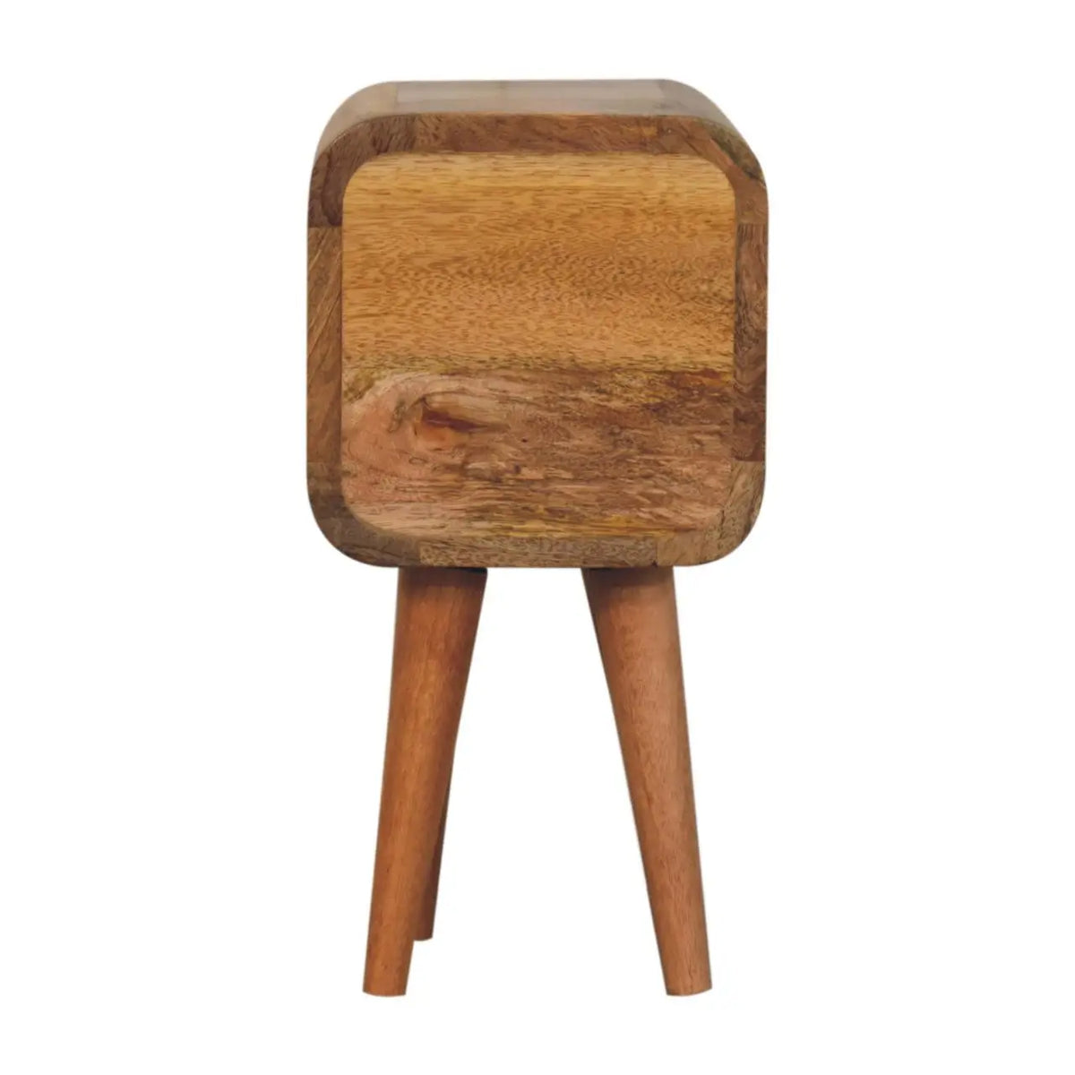 Extra Mini Curved Oak-ish Bedside Table | Nightstand