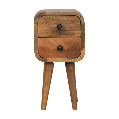 Extra Mini Curved Oak-ish Bedside Table | Nightstand