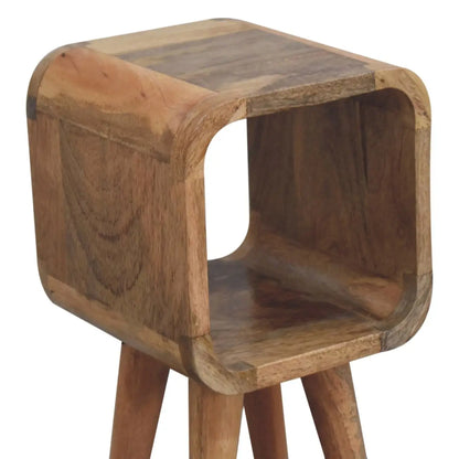 Extra Mini Minimalist Open Curved Oak-ish Bedside Table | Nightstand