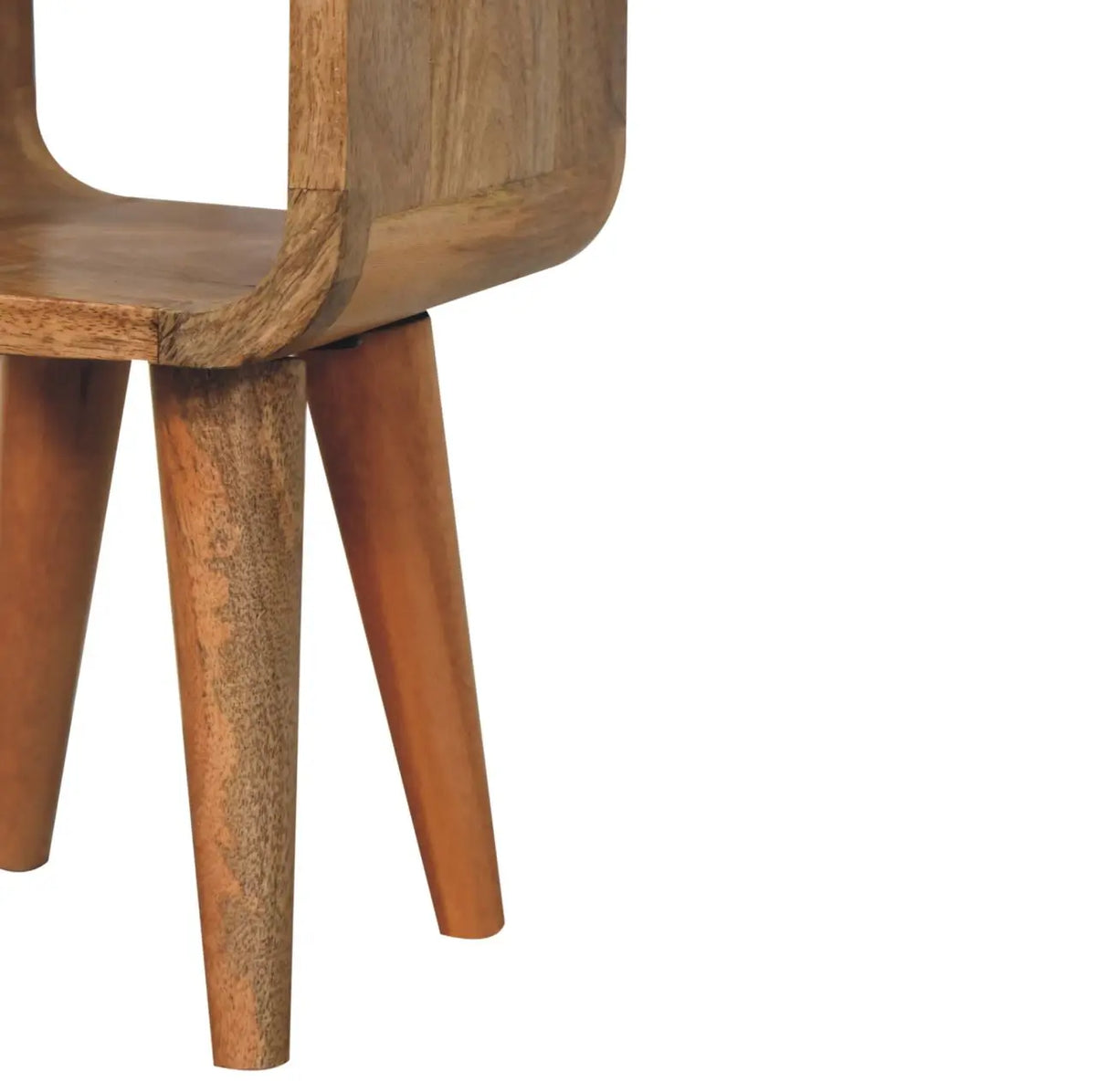 Extra Mini Minimalist Open Curved Oak-ish Bedside Table | Nightstand