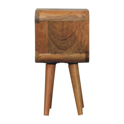 Extra Mini Minimalist Open Curved Oak-ish Bedside Table | Nightstand