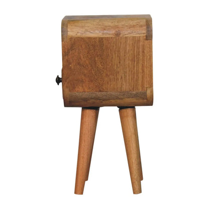 Extra Mini Oak Curve Open Slot Bedside Table Nightstand Solid Mango Wood Bedroom