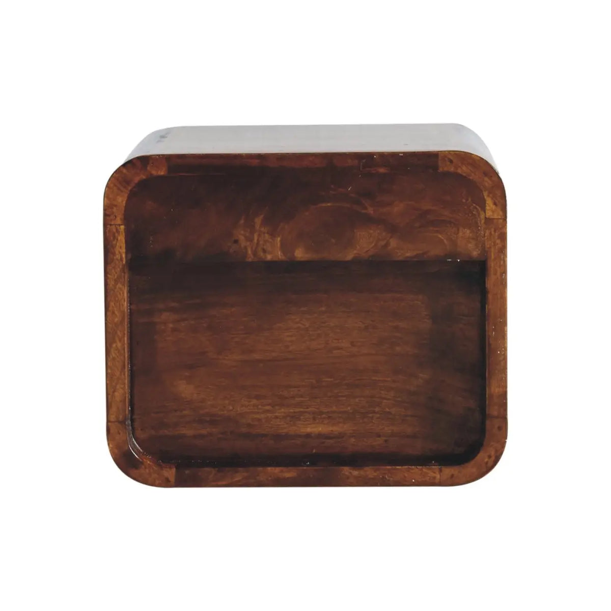 Extra Mini Wall Mounted Curved Chestnut Bedside Table with Open Slot | Nightstand