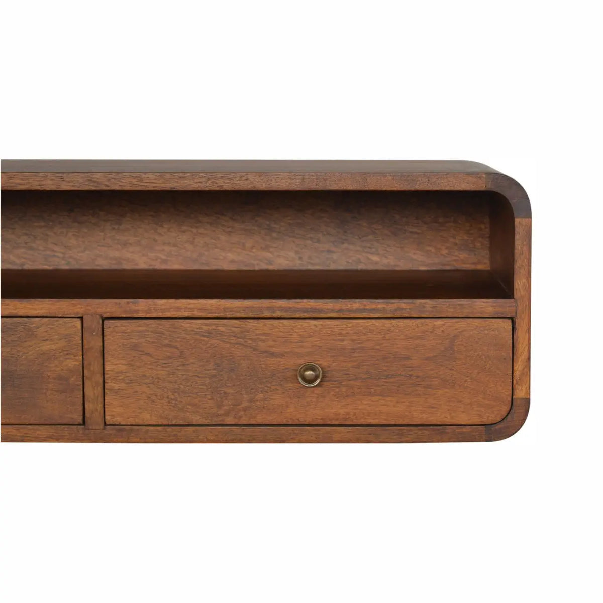 Floating Chestnut Open Console Table Wall Mounted Solid Mango Wood Shelf