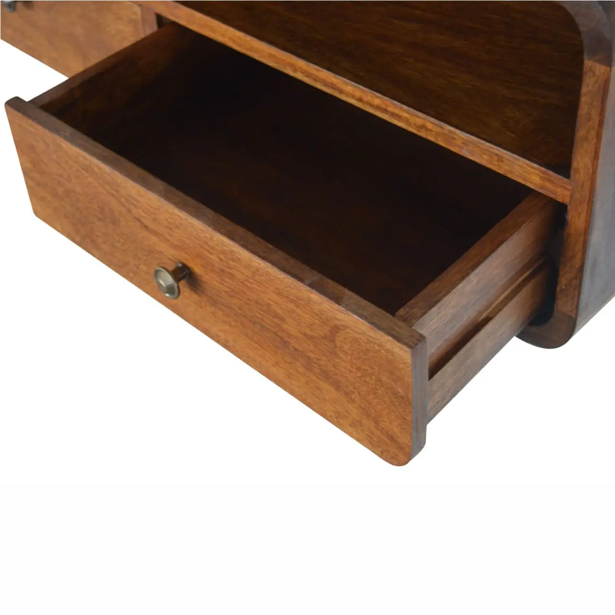Floating Chestnut Open Console Table Wall Mounted Solid Mango Wood Shelf