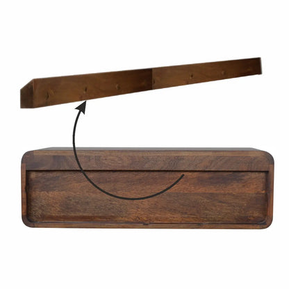 Floating Chestnut Open Console Table Wall Mounted Solid Mango Wood Shelf