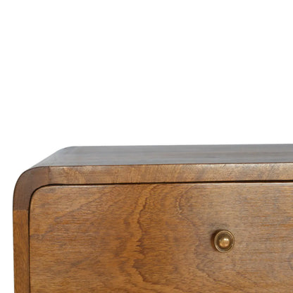 Floating Curved Chestnut Bedside Table | Nightstand