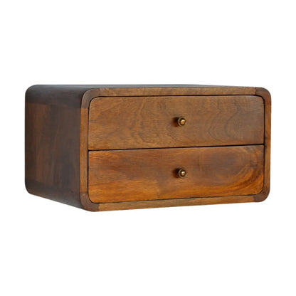 Floating Curved Chestnut Bedside Table | Nightstand
