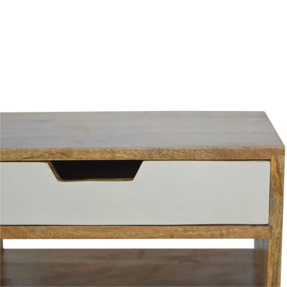 Grey and White Cut-out Bedside Table | Nightstand